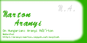 marton aranyi business card